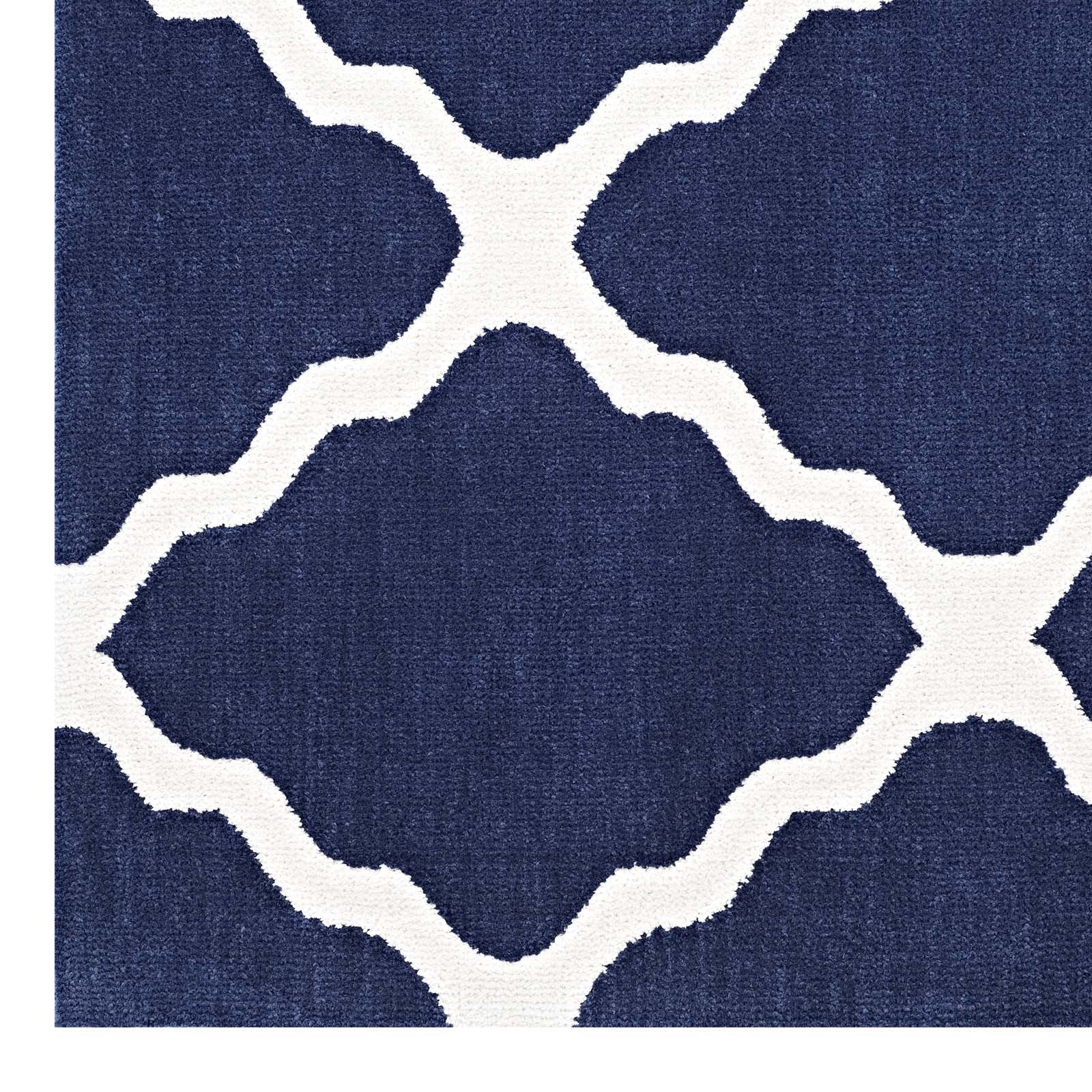 area rugs | CasaFoyer Marja Moroccan Trellis Area Rug | Navy/Ivory | 8x10 ft | Soft & Cozy Polyester Microfiber | Durable Jute Bottom | Minimal Shedding | Stain-Resistant | Easy to Clean | Perfect for Any Room | Kids & Pets Friendly | casafoyer.myshopify.com