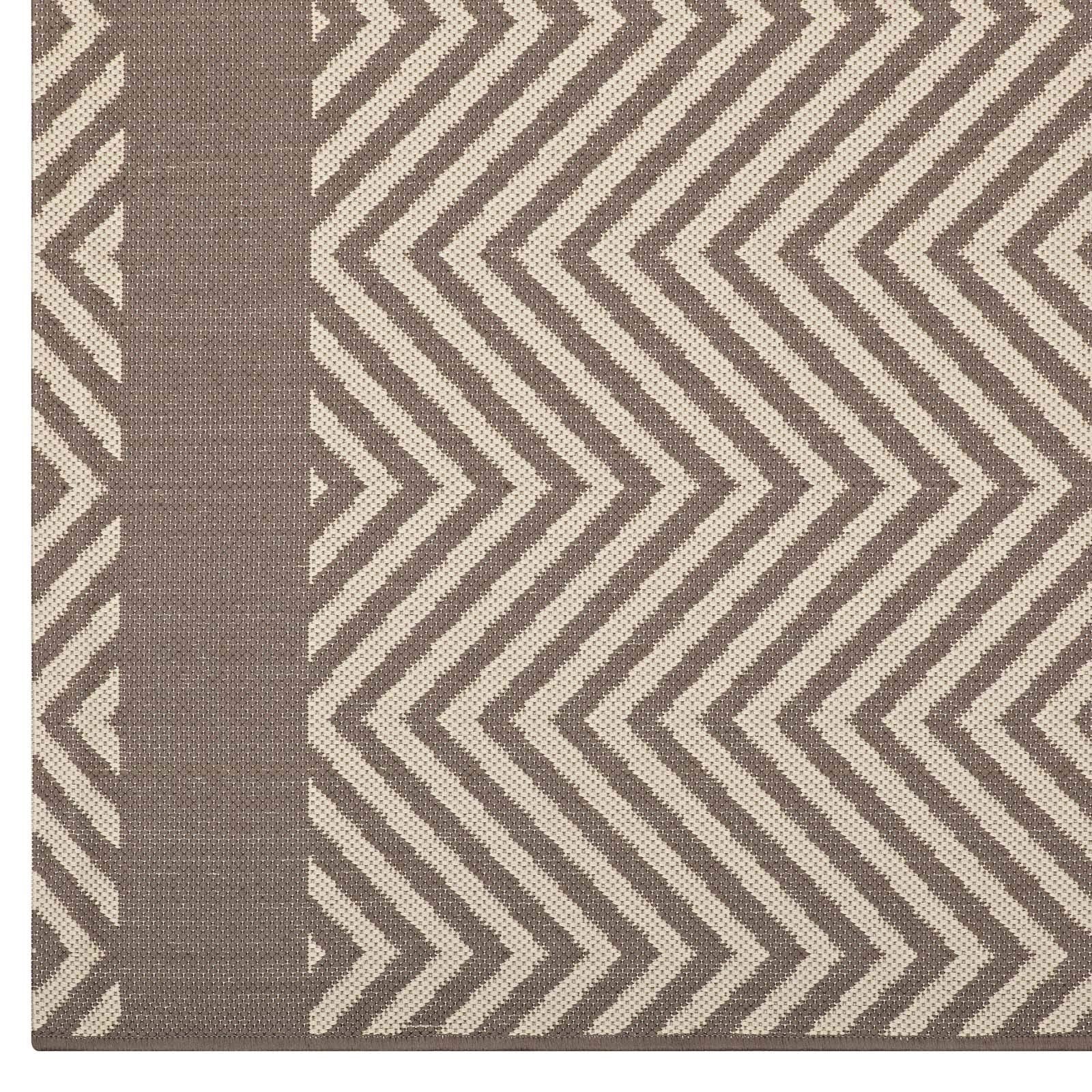 Carpet & Rugs | CasaFoyer Optica Chevron With End Borders 5x8 Indoor/Outdoor Area Rug | Stylish & Durable | Fade & Stain Resistant | Light/Dark Beige | casafoyer.myshopify.com