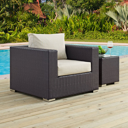 Patio Furniture Sets | Convene Outdoor Sectional | Versatile Arm Chair | All-Weather Cushions | Espresso Beige | casafoyer.myshopify.com