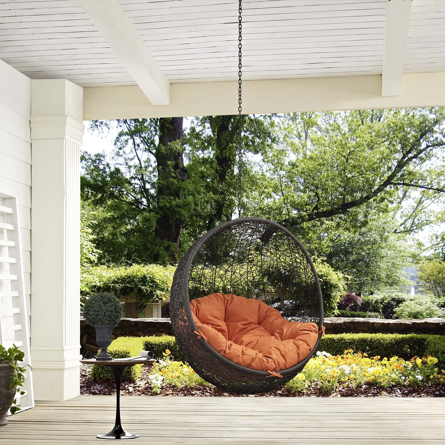 porch swings | Ergode Hide Outdoor Patio Swing Chair | Tranquil Island Escape | Synthetic Rattan Weave | All-Weather Cushion | Powder-Coated Steel Frame | Adjustable Chain | Versatile Indoor/Outdoor Lounger | Gray Orange | casafoyer.myshopify.com