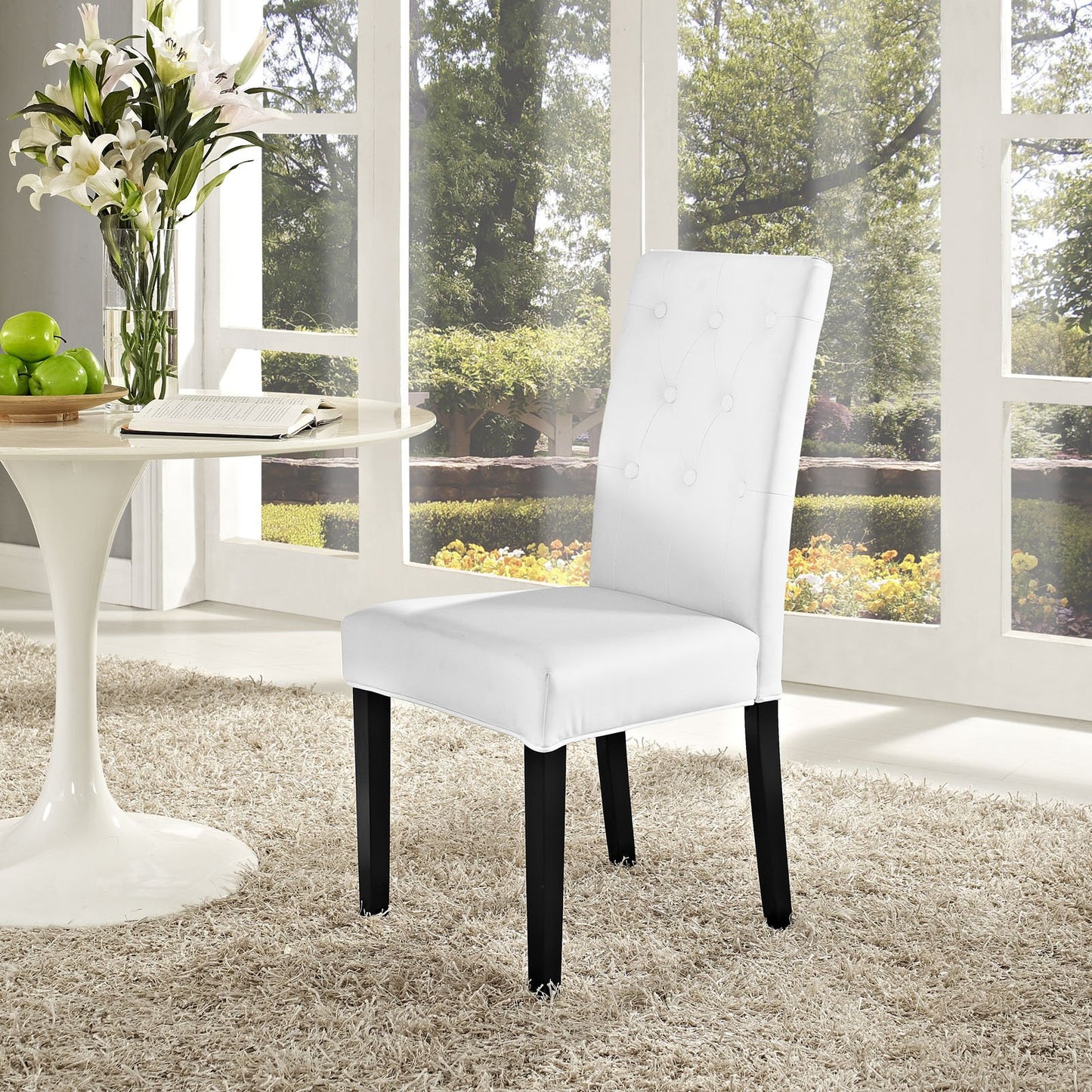 Chair | Confer Dining Chair | Luxurious Faux Leather Upholstery | Tufted Buttons | Sturdy Hardwood Legs | Enhance Dining Room Ambiance | casafoyer.myshopify.com