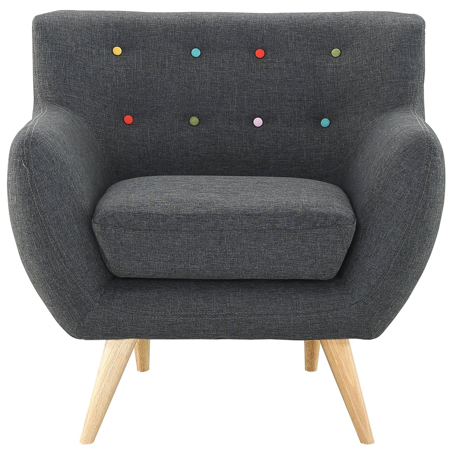Chair | Luxury | Dual Cushion Armchair | Mid-Century Inspired Design | Natural Wood Legs | Polyester Upholstery | Gray | Modern & Sophisticated | casafoyer.myshopify.com
