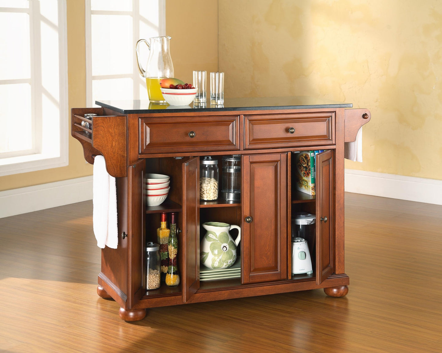 Kitchen Storage | Durable Hardwood Kitchen Island | Elegant Raised Panel Doors | Ample Storage Space | Classic Cherry Finish | casafoyer.myshopify.com