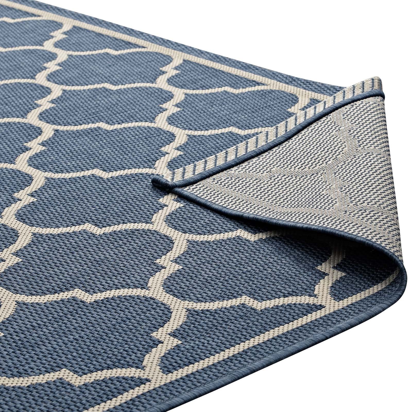 Carpet & Rugs | CasaFoyer Avena Moroccan Quatrefoil Trellis Indoor/Outdoor Area Rug | Durable, Soft, Fade & Stain Resistant | Blue/Beige | 8x10 | casafoyer.myshopify.com