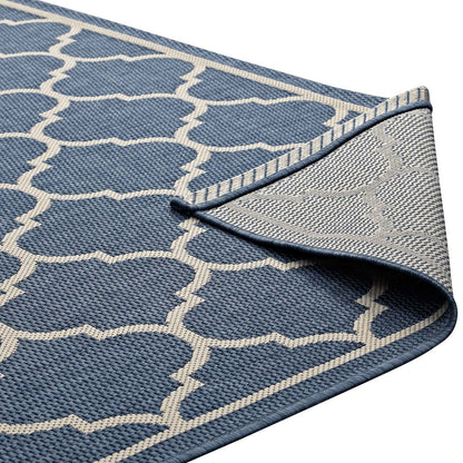 Carpet & Rugs | CasaFoyer Avena Moroccan Quatrefoil Trellis Indoor/Outdoor Area Rug | Durable, Soft, Fade & Stain Resistant | Blue/Beige | 8x10 | casafoyer.myshopify.com