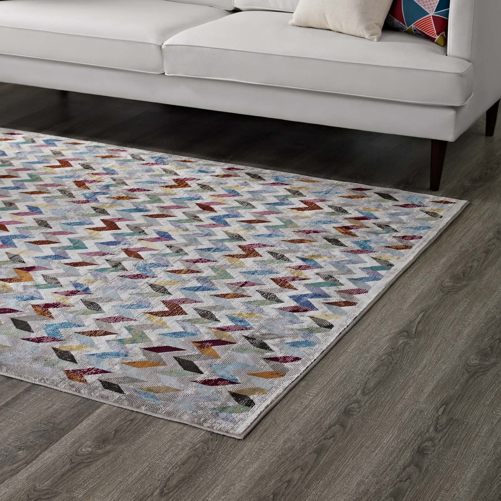 Carpet & Rugs | CasaFoyer Gemma Chevron Mosaic Area Rug | Vibrant Modern Design | Durable Polypropylene | Rubber Bottom | Non-Shedding | Stain Resistant | Easy to Maintain | 4x6 Multicolored | casafoyer.myshopify.com