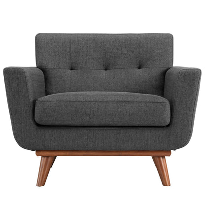 Sofa & chair Sets | Engage Armchair | Dual Cushions | Cherry Wood Legs | Set of 2 | Gray Upholstered Lounge Chair | Relaxation & Conversations | casafoyer.myshopify.com