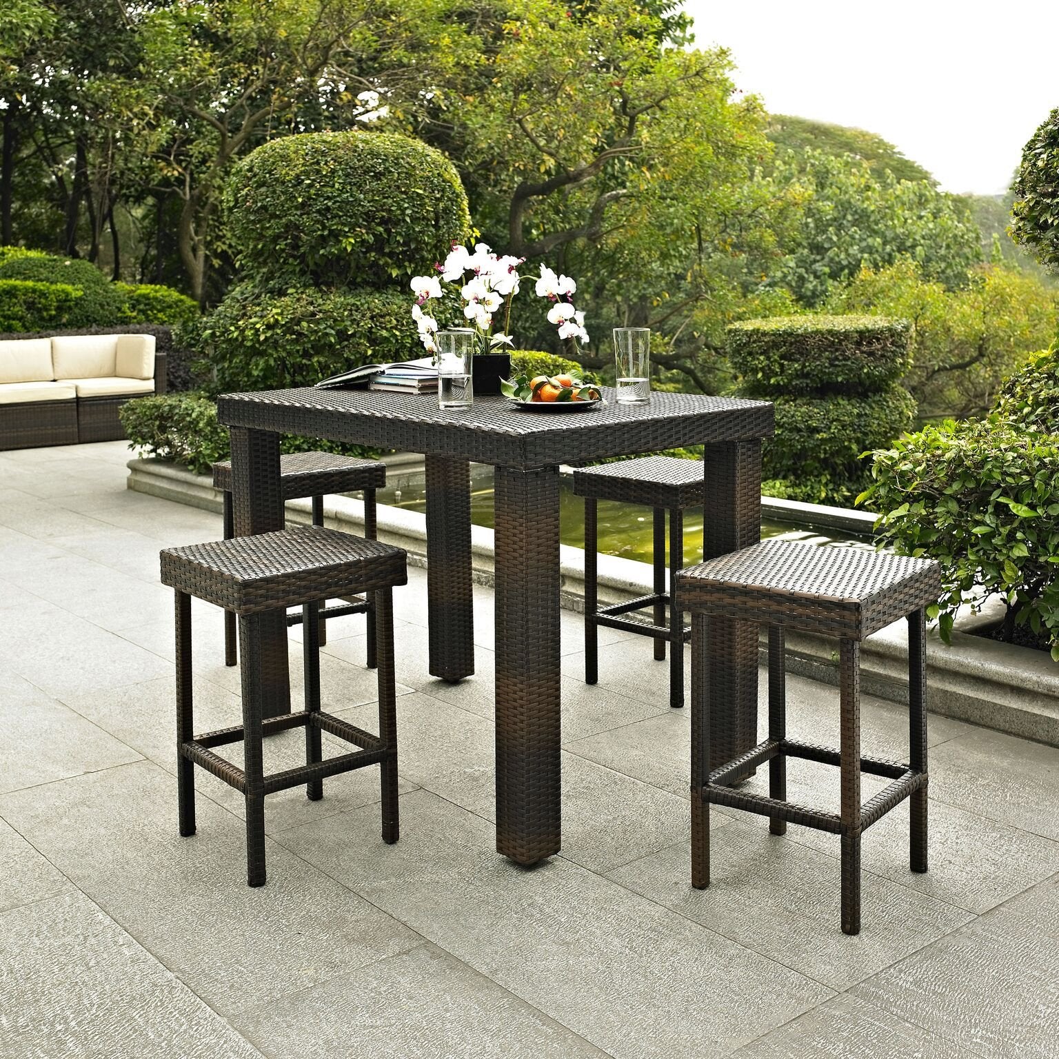 Dining Table | Palm Harbor Dining Table | All-Weather Wicker | Sturdy Steel Frame | Option to Buy Separately or as Set with Stools | casafoyer.myshopify.com