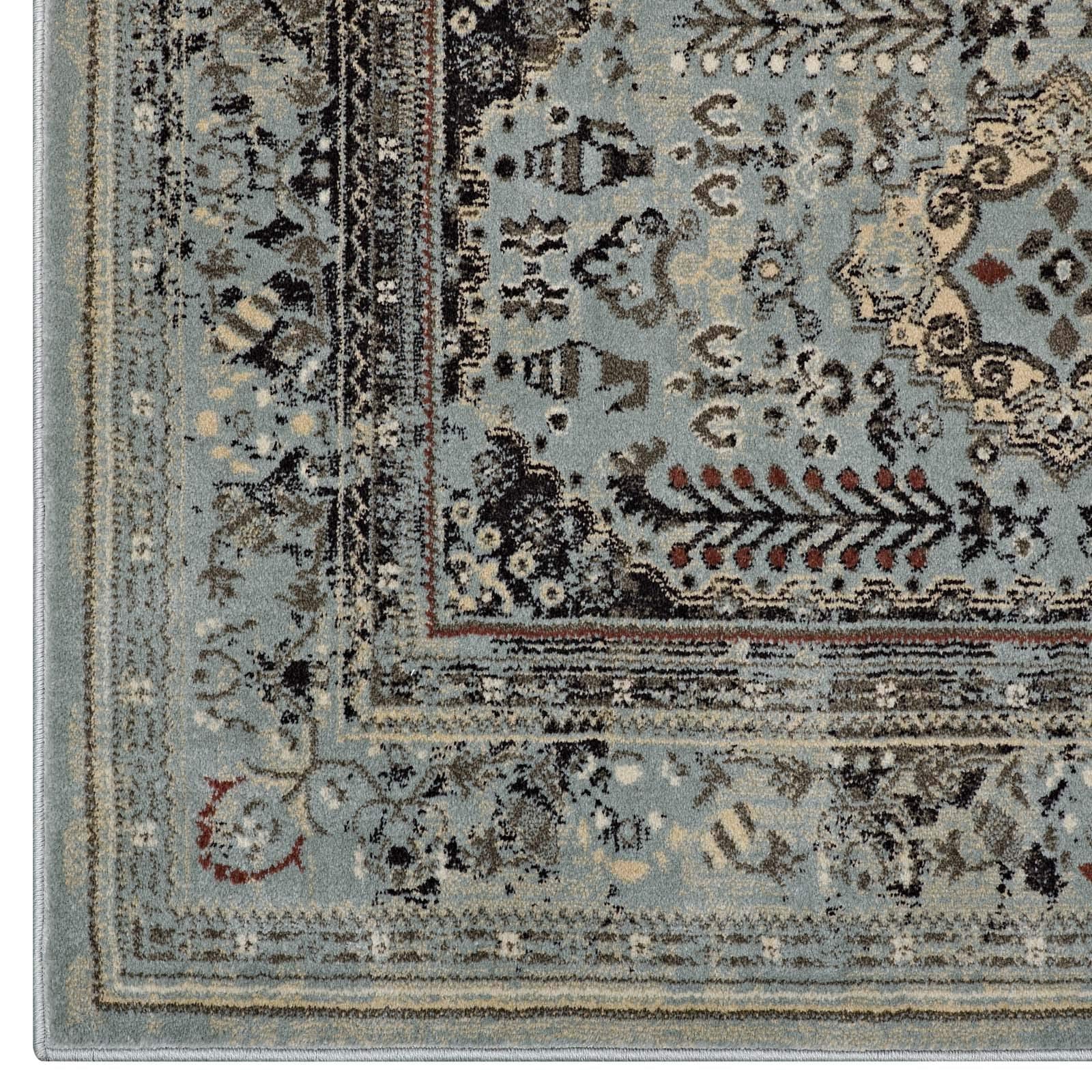 area rugs | CasaFoyer Enye Distressed Vintage Floral Lattice Area Rug | Durable | Stain-Resistant | 8x10 | Brown/Silver Blue | casafoyer.myshopify.com