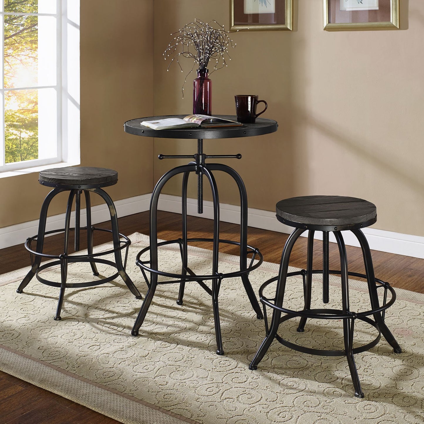 barstools | CasaFoyer Collect Wood Top Counter Stool Set of 2 | Industrial Modern Design | Durable Pine Wood | Cast Iron Stand | Foot Ring | Elevate Your Space | casafoyer.myshopify.com