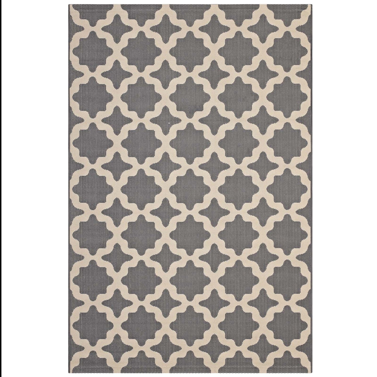 area rugs | CasaFoyer Cerelia Moroccan Trellis 5x8 Indoor/Outdoor Area Rug | Durable, Fade & Stain Resistant | Low Pile Weave | Rubber Bottom | Gray/Beige | casafoyer.myshopify.com