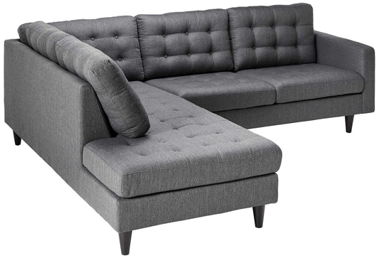 sofas | CasaFoyer Empress Button Tufted Upholstered Fabric Sectional Sofa Set | Gray | 2-Piece Left Bumper & Right Loveseat | Plush Cushions | Regal Armrests | Stain-Resistant Fabric | 660 lbs Capacity | casafoyer.myshopify.com
