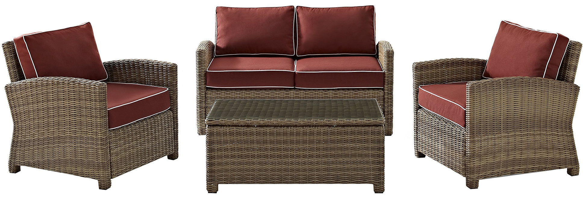 Patio Furniture Sets | CasaFoyers Bradenton Collection | All-Weather Wicker Outdoor Seating Set | Durable & Stylish | Sangria Cushions | casafoyer.myshopify.com