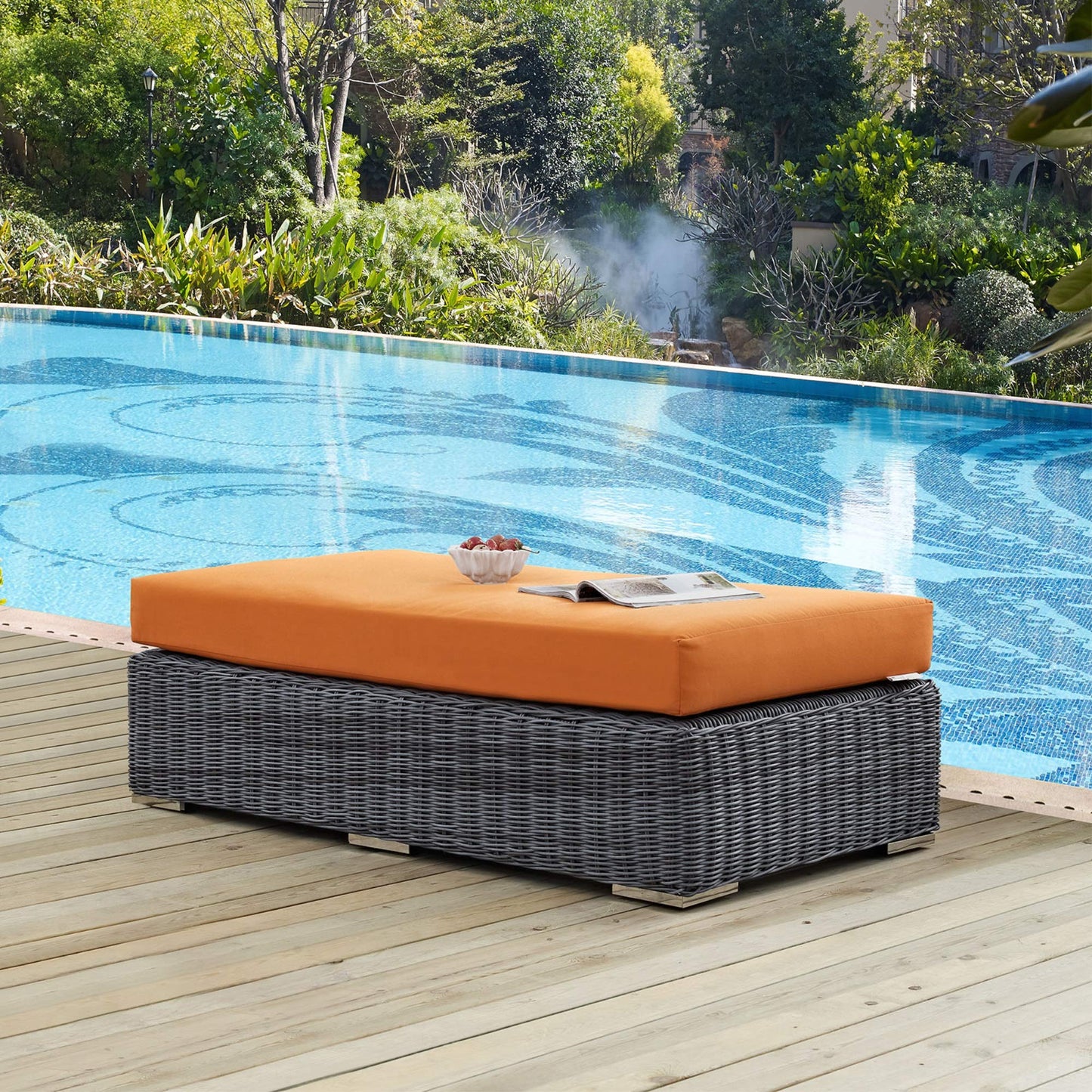 ottomans | CasaFoyer Summon Outdoor Patio Sunbrella Rectangle Ottoman | Unparalleled Comfort & Quality | Two-Tone Rattan Weave | Sunbrella Cushions | UV Protection | casafoyer.myshopify.com