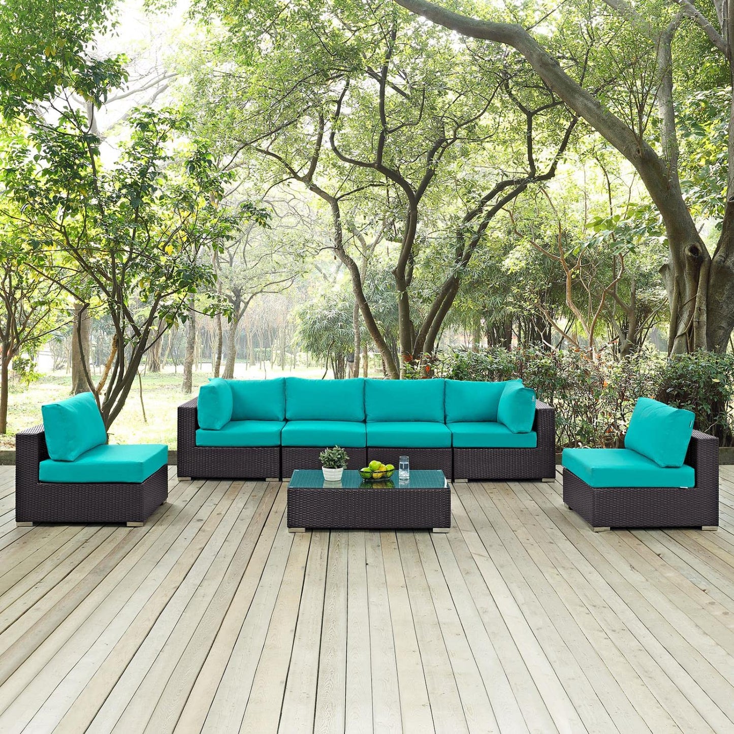 kitchen and dining room sets | CasaFoyer Convene Outdoor Sectional Set | Durable Rattan Weave | Weather-Resistant Cushions | 7-Piece Patio Furniture | casafoyer.myshopify.com