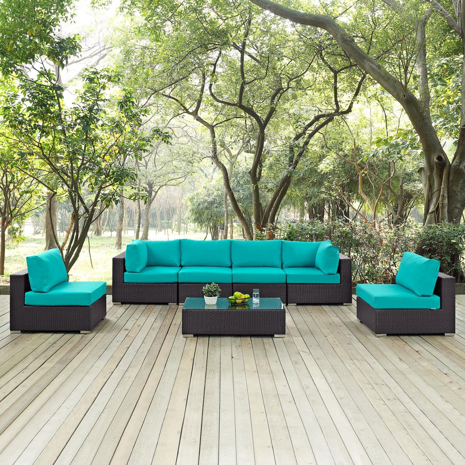 kitchen and dining room sets | CasaFoyer Convene Outdoor Sectional Set | Durable Rattan Weave | Weather-Resistant Cushions | 7-Piece Patio Furniture | casafoyer.myshopify.com