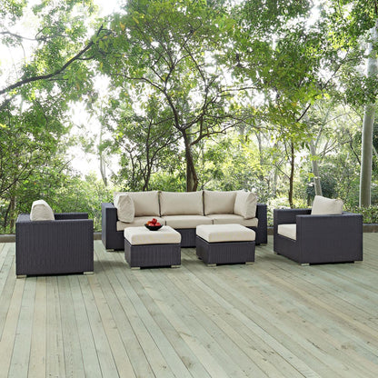 kitchen and dining room sets | CasaFoyer Convene Outdoor Sectional Set | Durable Rattan Weave | Weather-Resistant Cushions | Versatile & Stylish | 7 Piece Patio Sofa Set | casafoyer.myshopify.com
