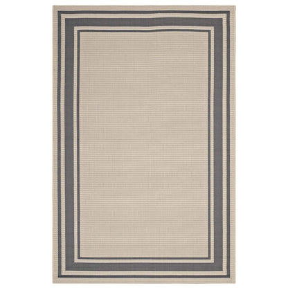 Carpet & Rugs | CasaFoyer  Rim Solid Border Borderline Indoor/Outdoor Area Rug | Durable & Soft Polypropylene | Fade & Stain Resistant | 5x8 | Gray/Beige | casafoyer.myshopify.com