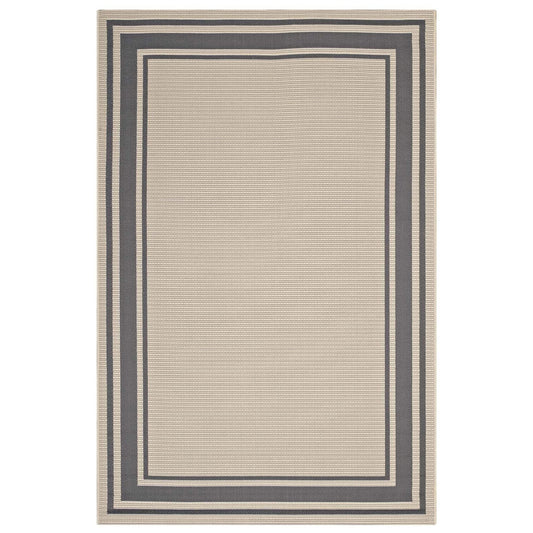 Carpet & Rugs | CasaFoyer  Rim Solid Border Borderline Indoor/Outdoor Area Rug | Durable & Soft Polypropylene | Fade & Stain Resistant | 5x8 | Gray/Beige | casafoyer.myshopify.com