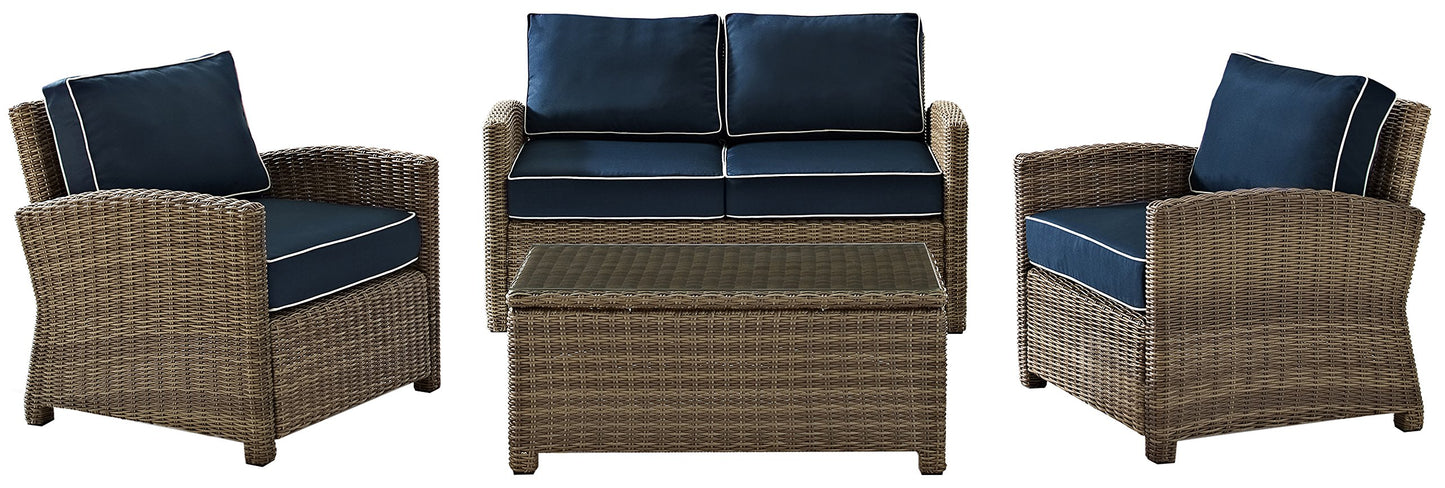Chair | CasaFoyers Bradenton Collection | Outdoor Wicker Seating Set | Navy Cushions | Loveseat, Arm Chairs & Glass Top Table | casafoyer.myshopify.com