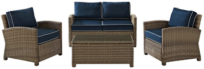 Chair | CasaFoyers Bradenton Collection | Outdoor Wicker Seating Set | Navy Cushions | Loveseat, Arm Chairs & Glass Top Table | casafoyer.myshopify.com