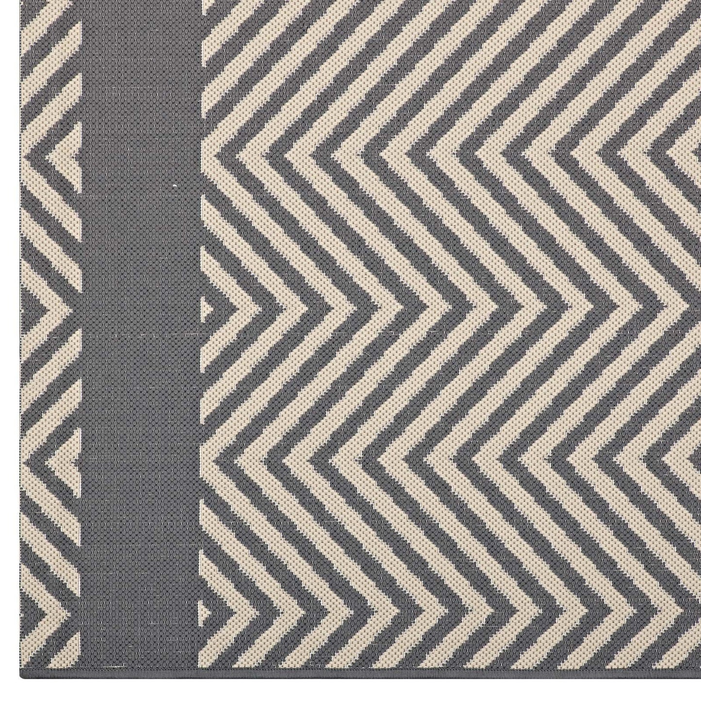 area rugs | CasaFoyer Optica Chevron With End Borders 5x8 Indoor/Outdoor Area Rug | Stylish, Durable, Fade & Stain Resistant | All-Weather | Gray/Beige | casafoyer.myshopify.com
