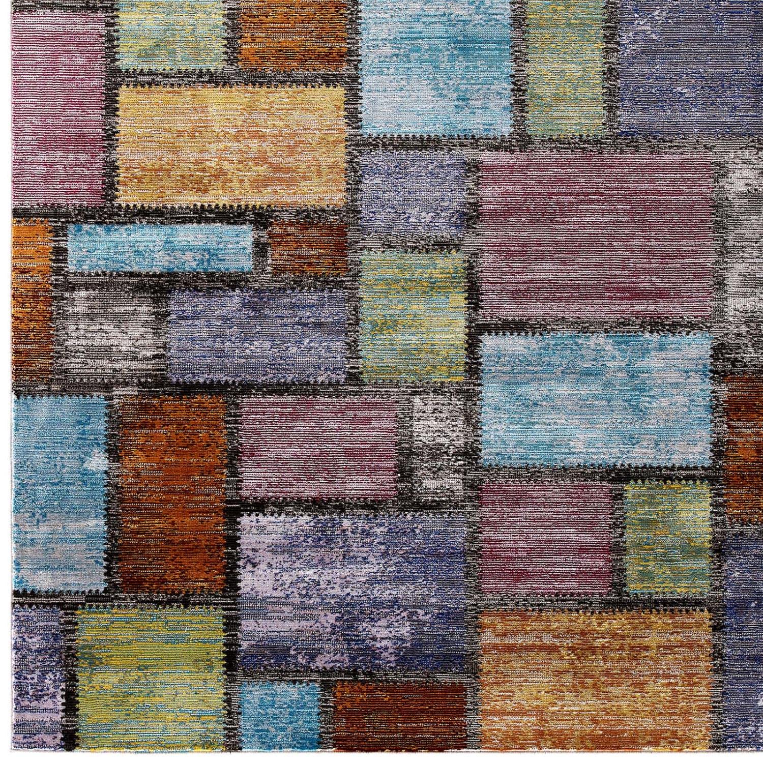 area rugs | CasaFoyer Nyssa Abstract Geometric Mosaic Area Rug | Stylish Modern Design | Durable & Soft Machine-Woven Polypropylene | Stain Resistant | Non-Shedding | 5x8 Size | casafoyer.myshopify.com