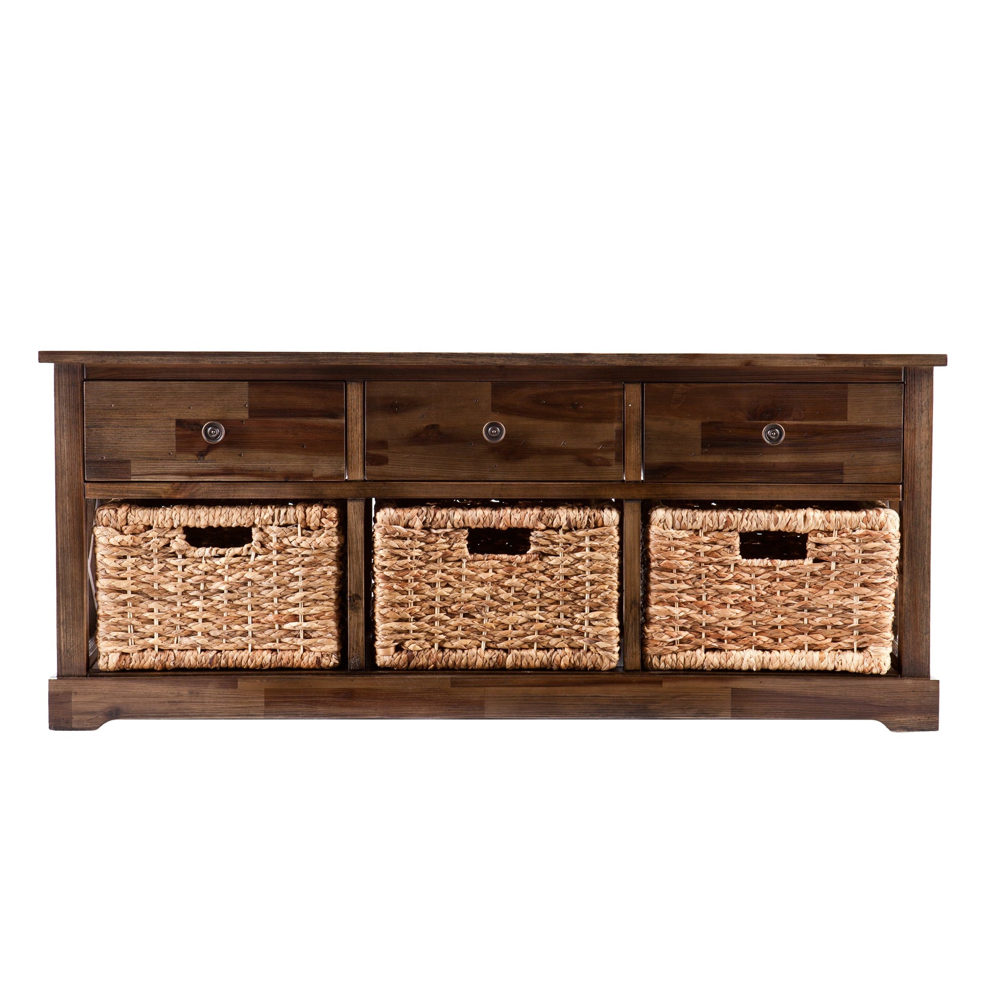 Bench | Coastal-Inspired Storage Bench | Casual Elegance | Reclaimed Appearance | Water Hyacinth Baskets | Versatile Storage for Shoes, Linens, Towels, and More | casafoyer.myshopify.com