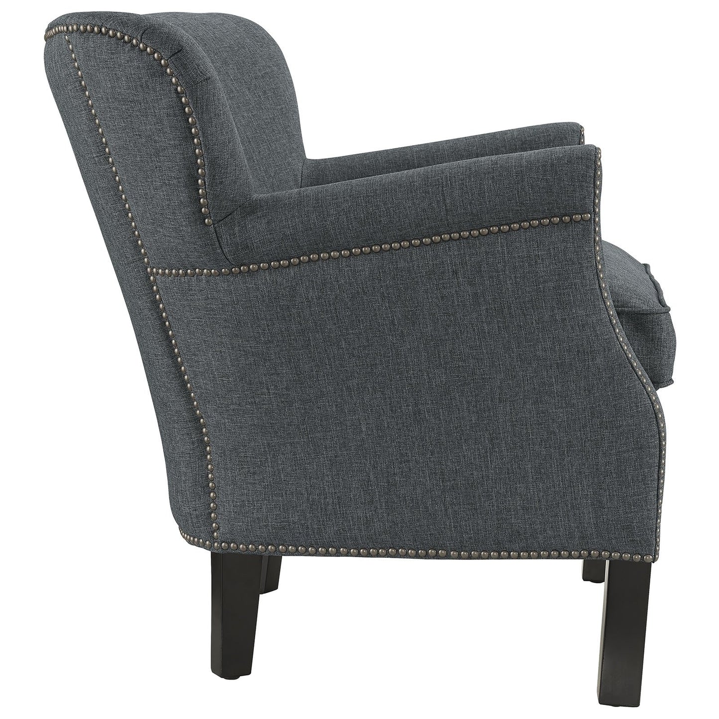 home office desk chairs | CasaFoyer Key Armchair: Luxurious Seating Experience | Comfort & Style | Elegant Curves | Dense Foam Padding | Ornamental Nailhead Trim | Polyester Upholstery | Black Stained Wood Legs | Versatile Design | Perfect for Any Space | casafoyer.myshopify.com
