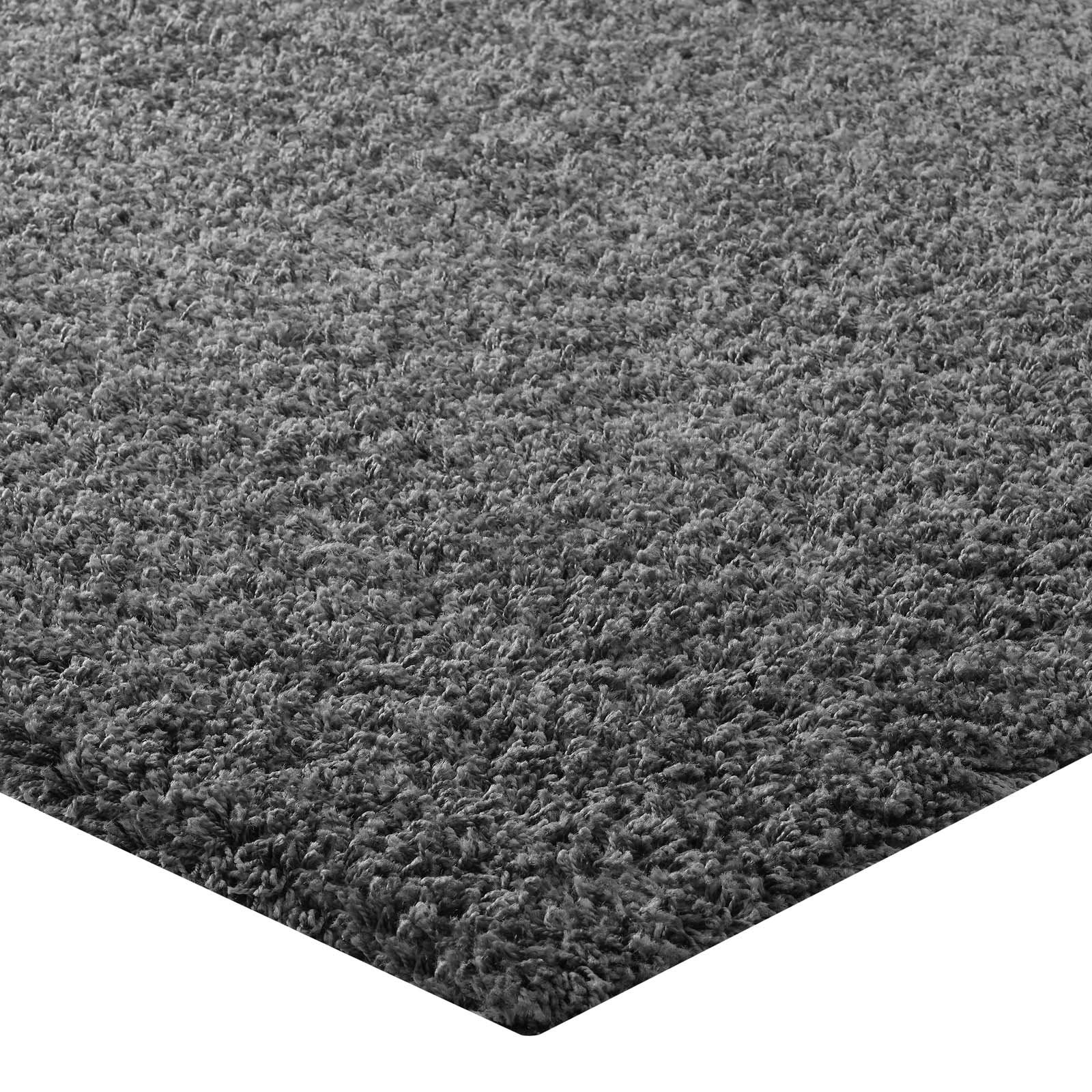 area rugs | CasaFoyer Enyssa Solid Shag Area Rug | Durable Polypropylene | Non-Shedding | Stain Resistant | 5x8 Dark Gray | casafoyer.myshopify.com