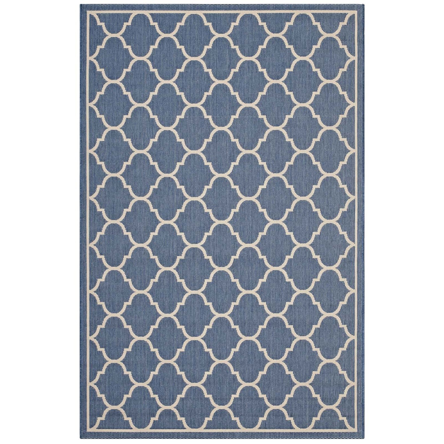 Carpet & Rugs | CasaFoyer Avena Moroccan Quatrefoil Trellis Indoor/Outdoor Area Rug | Durable, Soft, Fade & Stain Resistant | Blue/Beige | 8x10 | casafoyer.myshopify.com