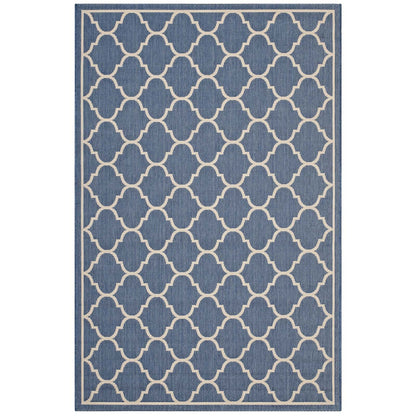 Carpet & Rugs | CasaFoyer Avena Moroccan Quatrefoil Trellis Indoor/Outdoor Area Rug | Durable, Soft, Fade & Stain Resistant | Blue/Beige | 8x10 | casafoyer.myshopify.com