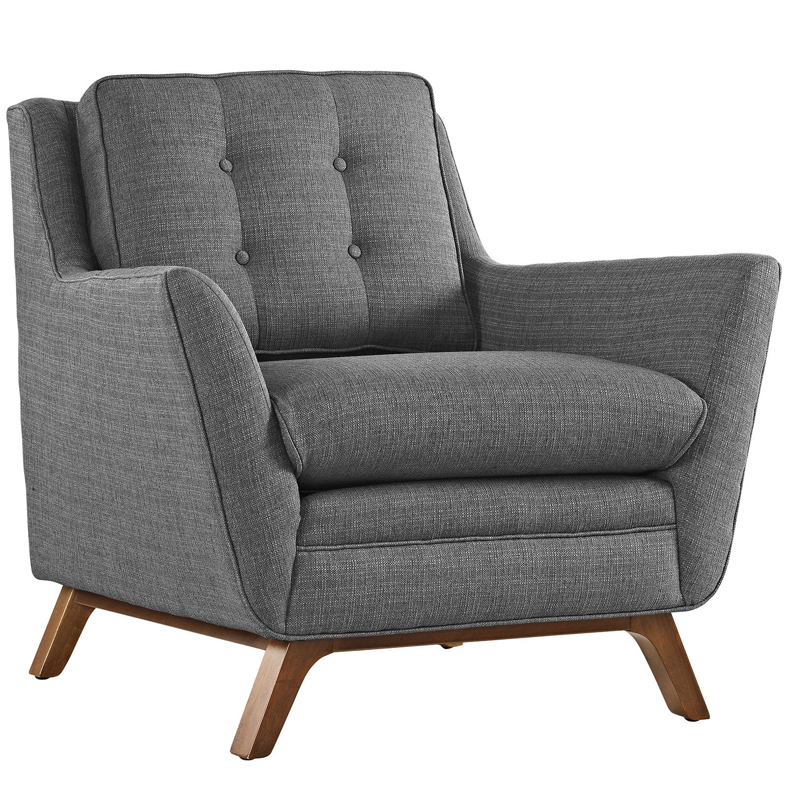 home office desk chairs | CasaFoyer Beguile Collection | Mid-Century Style Armchair | Walnut Base | Gray Upholstery | casafoyer.myshopify.com