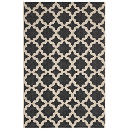 Carpet & Rugs | CasaFoyer Cerelia Moroccan Trellis 5x8 Indoor/Outdoor Area Rug | Durable, Soft, Family-Friendly | Black/Beige | casafoyer.myshopify.com