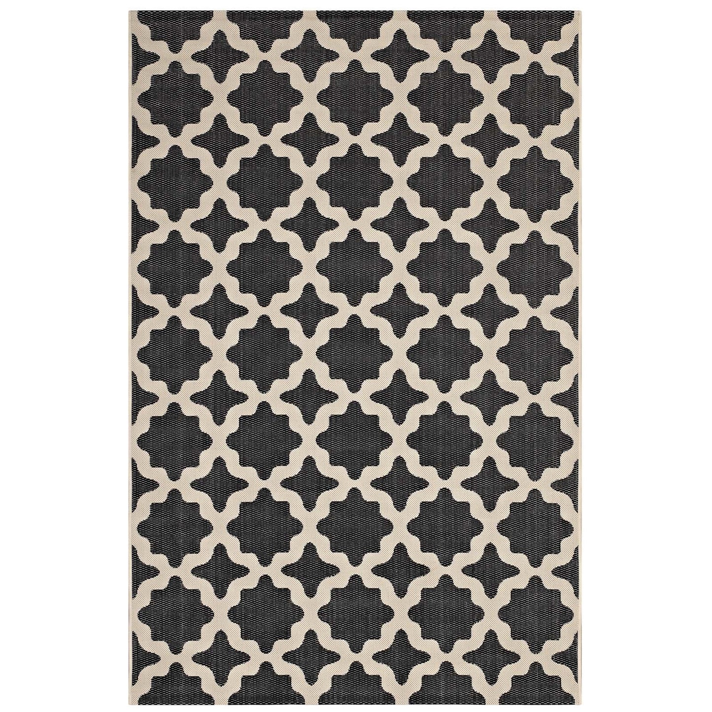 Carpet & Rugs | CasaFoyer Cerelia Moroccan Trellis 8x10 Indoor/Outdoor Area Rug | Durable, Soft, Weatherproof | Family-Friendly, Easy to Clean | Black/Beige | casafoyer.myshopify.com