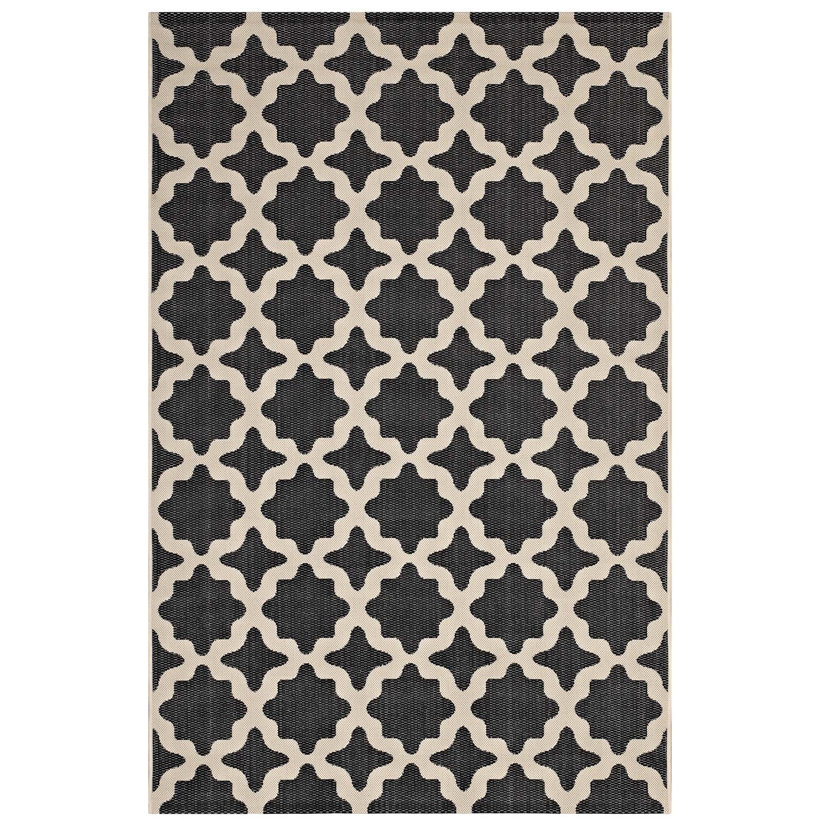 Carpet & Rugs | CasaFoyer Cerelia Moroccan Trellis 8x10 Indoor/Outdoor Area Rug | Durable, Soft, Weatherproof | Family-Friendly, Easy to Clean | Black/Beige | casafoyer.myshopify.com