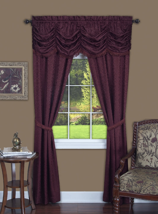 solar panels | CasaFoyer Panache Curtain Set | Austrian Valance & Panels | Woven Damask Jacquard Fabric | Bullion Fringe | Elegant Window Treatment | 55x63 | Burgundy | casafoyer.myshopify.com