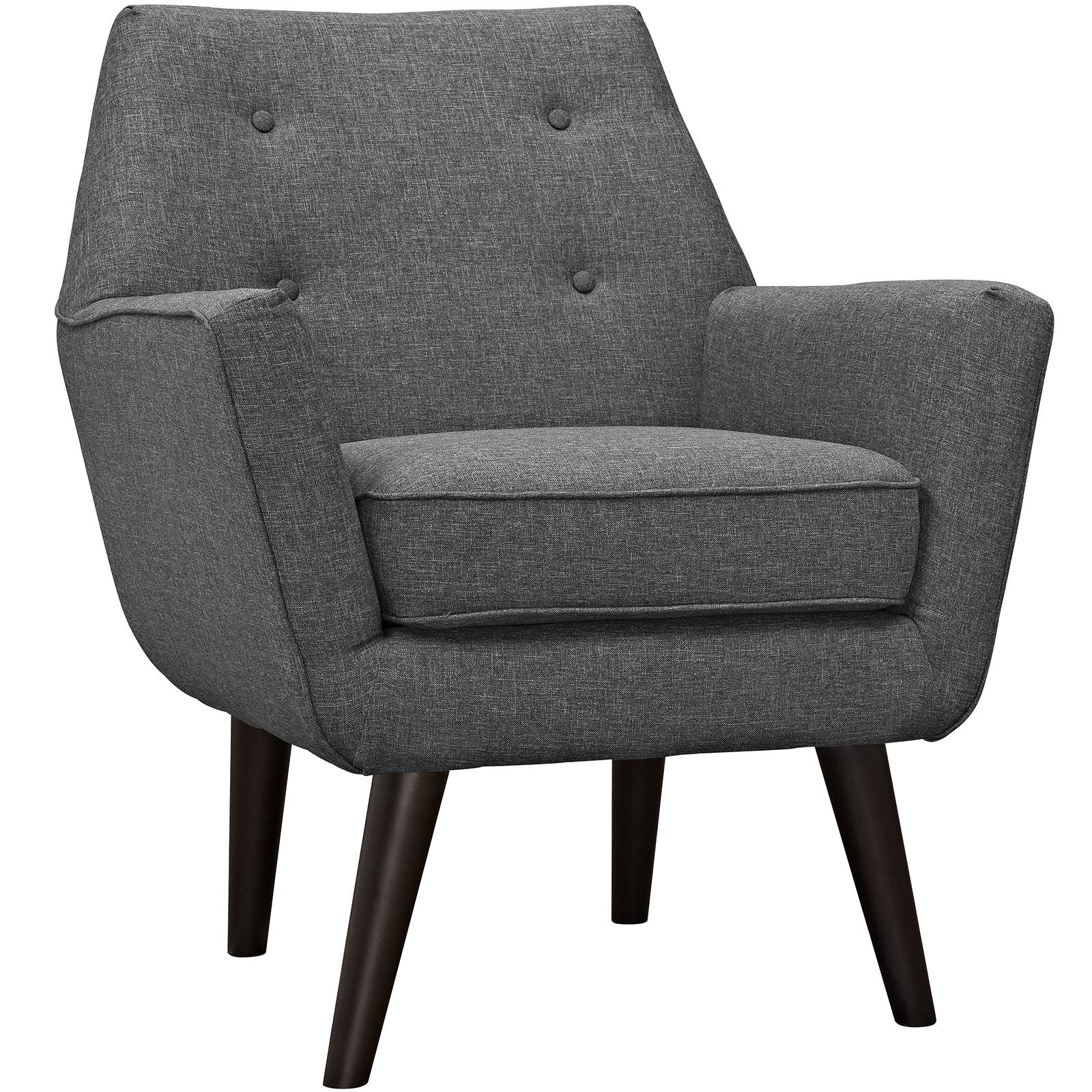 Chair | Posit Armchair | Mid-Century Design | Espresso Stained Legs | Polyester Upholstery | Gray | casafoyer.myshopify.com