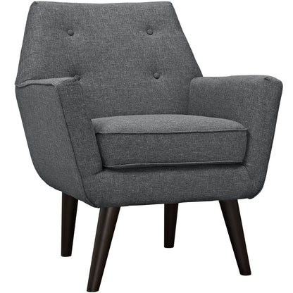 Chair | Posit Armchair | Mid-Century Design | Espresso Stained Legs | Polyester Upholstery | Gray | casafoyer.myshopify.com