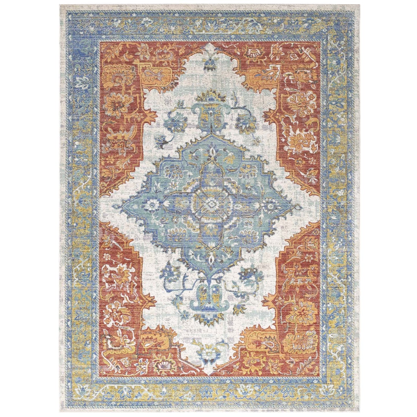 Carpet & Rugs | CasaFoyer Citlali Distressed Southwestern Aztec Area Rug | Vibrant Design | Stain Resistant | Easy to Maintain | Durable & Long-Lasting | 4x6 Size | casafoyer.myshopify.com