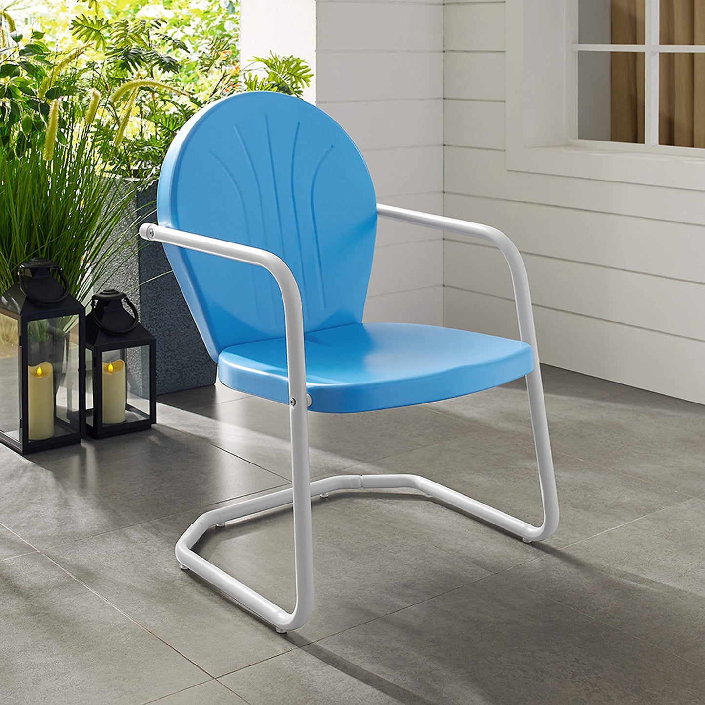 Chair | Griffith Metal Outdoor Furniture | Durable Steel Chair for Ultimate Relaxation | Nostalgic Allure | Sky Blue Finish | casafoyer.myshopify.com