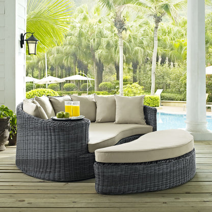 sofas | CasaFoyer Summon Outdoor Patio Sectional Daybed | Luxurious Comfort | Top-Notch Quality | Two-Tone Rattan | Sunbrella Cushions | UV Protection | Powder-Coated Aluminum Frame | casafoyer.myshopify.com