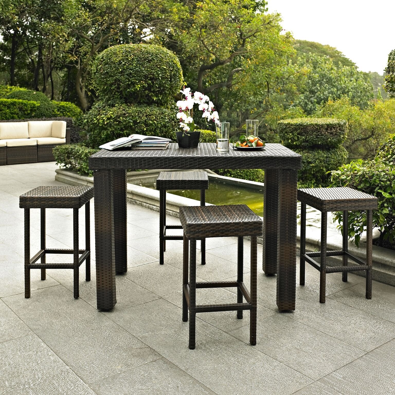 Dining Table | Palm Harbor Dining Table | All-Weather Wicker | Sturdy Steel Frame | Option to Buy Separately or as Set with Stools | casafoyer.myshopify.com