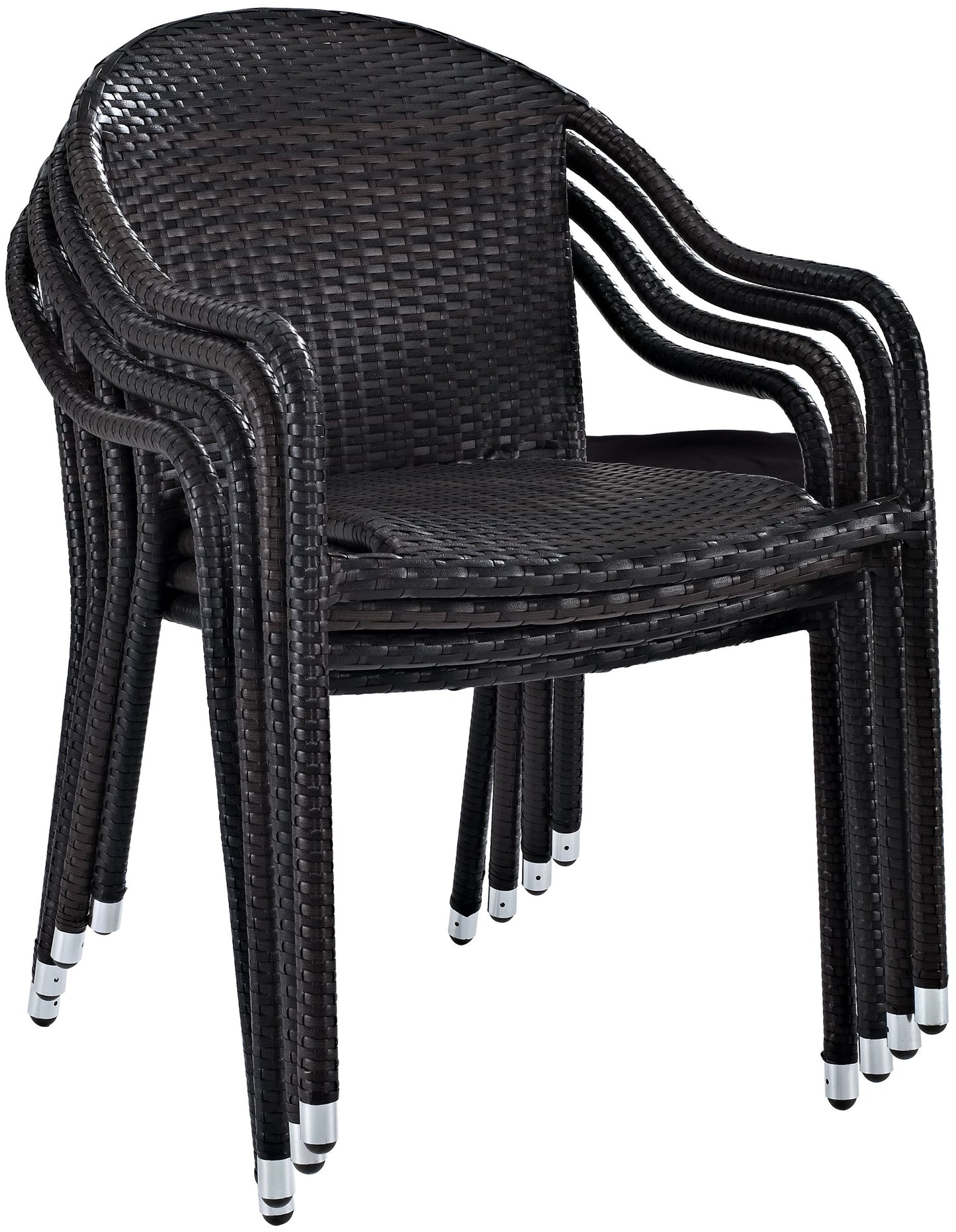 Patio Furniture Sets | CasaFoyers Palm Harbor Collection | Outdoor Wicker Stackable Chairs - Set of 4 Brown | Stylish, Cozy, Convenient Storage | Perfect for Backyard Retreat | casafoyer.myshopify.com