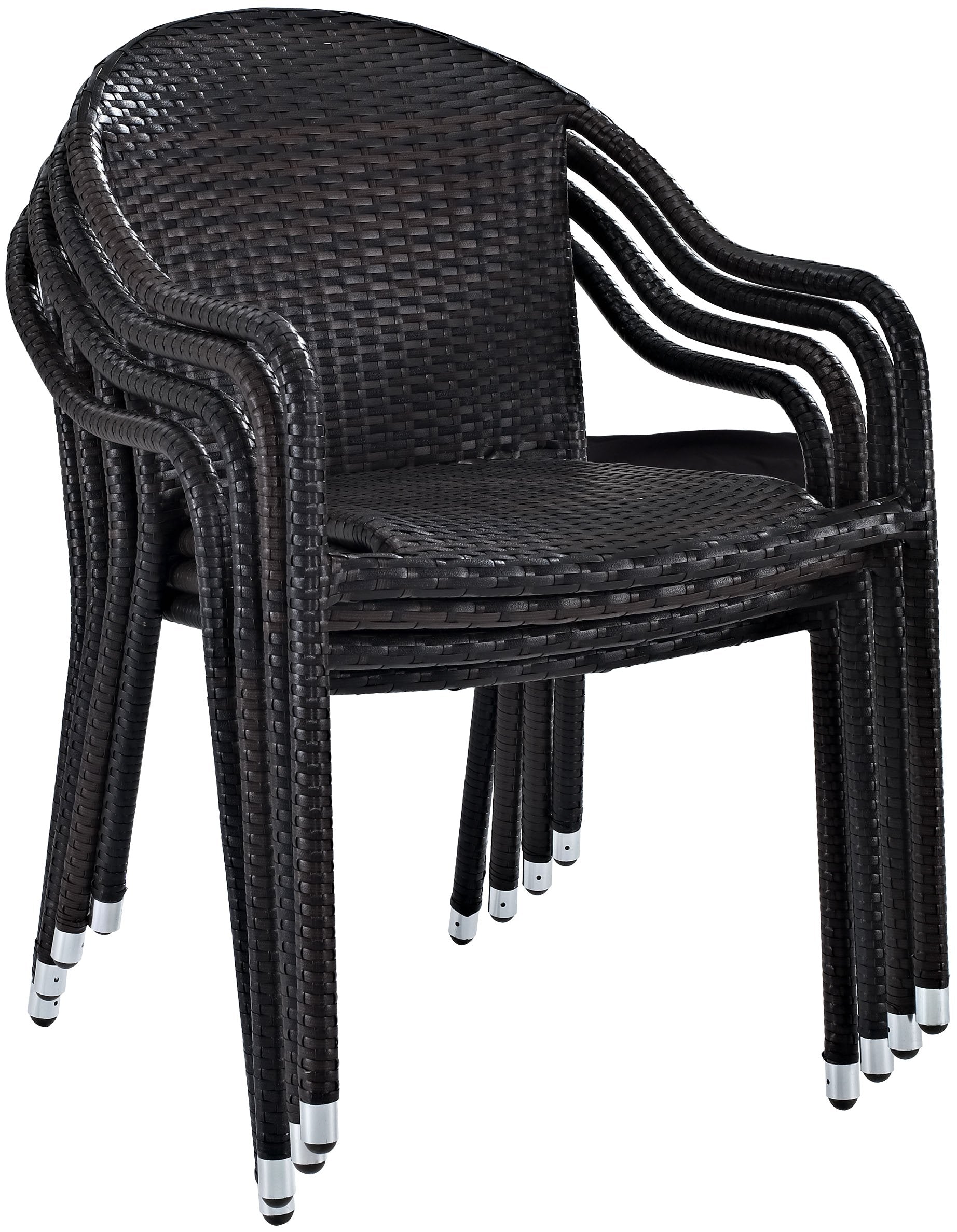 Patio Furniture Sets | CasaFoyers Palm Harbor Collection | Outdoor Wicker Stackable Chairs - Set of 4 Brown | Stylish, Cozy, Convenient Storage | Perfect for Backyard Retreat | casafoyer.myshopify.com