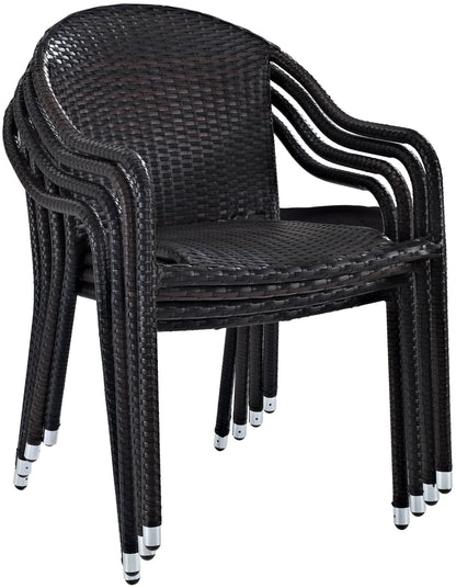 Patio Furniture Sets | CasaFoyers Palm Harbor Collection | Outdoor Wicker Stackable Chairs - Set of 4 Brown | Stylish, Cozy, Convenient Storage | Perfect for Backyard Retreat | casafoyer.myshopify.com