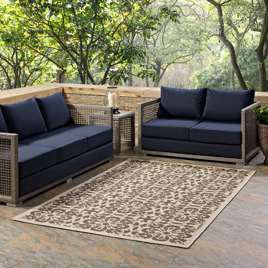 Carpet & Rugs | CasaFoyer Ariana Vintage Floral Trellis Indoor/Outdoor Area Rug | Durable, Soft, Fade & Stain Resistant | 5x8 | Light & Dark Beige | casafoyer.myshopify.com