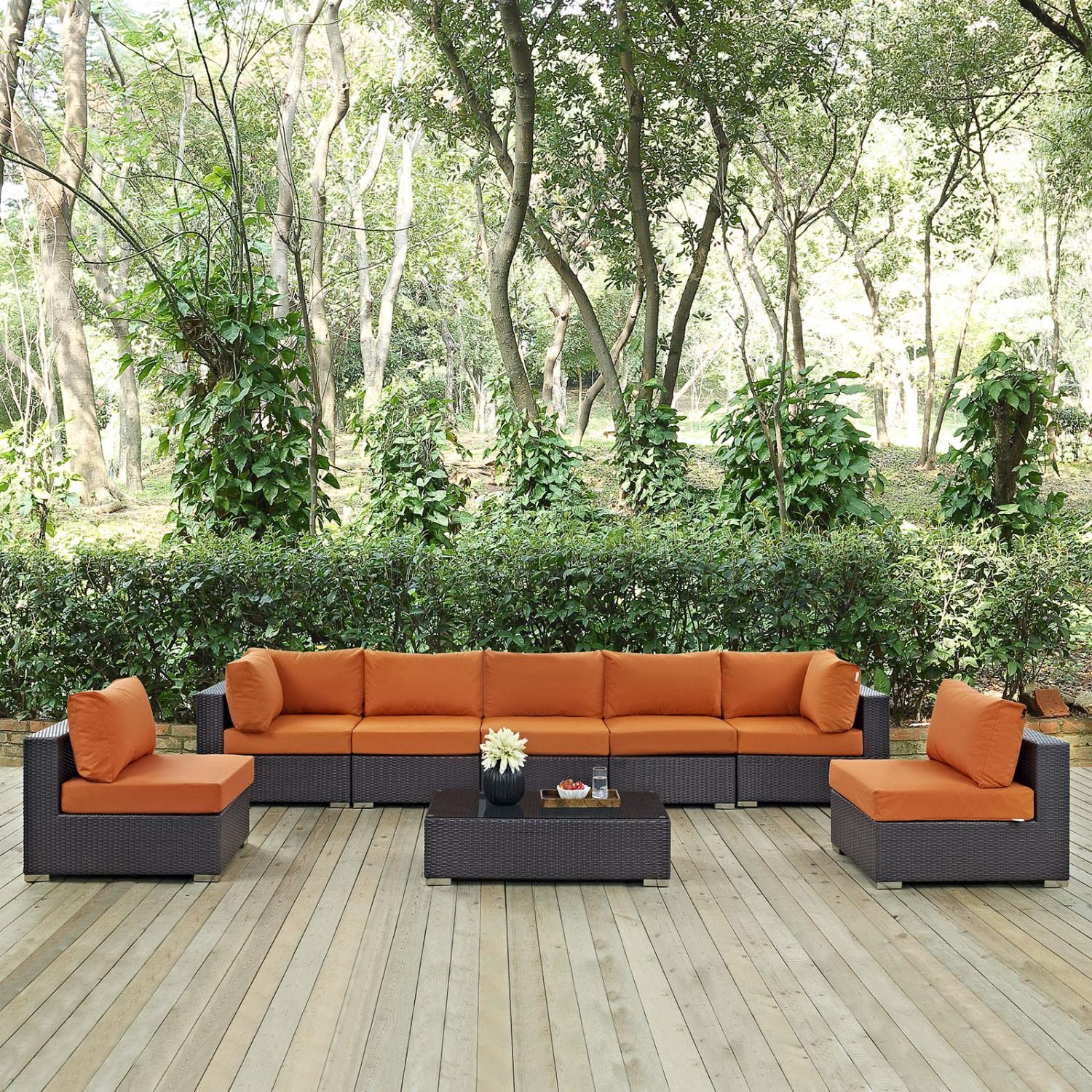 kitchen and dining room sets | CasaFoyer Convene Outdoor Sectional Set | Durable Rattan Weave | Weather-Resistant Cushions | 8 Piece Patio Furniture | casafoyer.myshopify.com