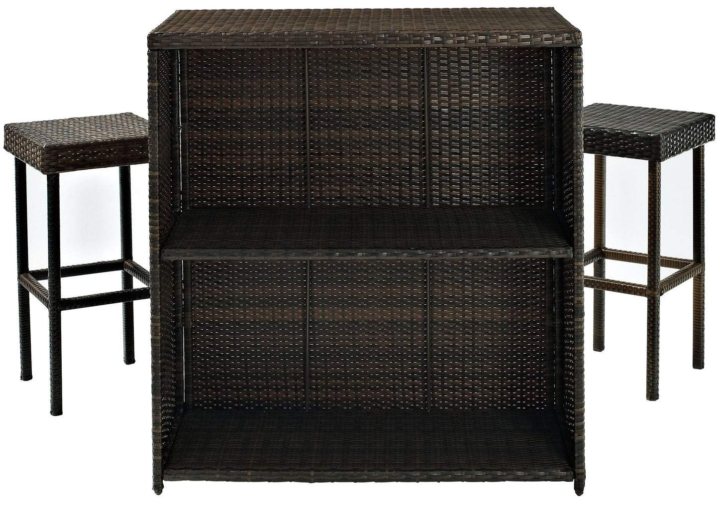 Patio Furniture Sets | Elegant Outdoor Resin Wicker Bar Set | Sleek Design | Ample Storage | Durable Steel Frames | Weather Resistant | Bar & Two Stools | casafoyer.myshopify.com