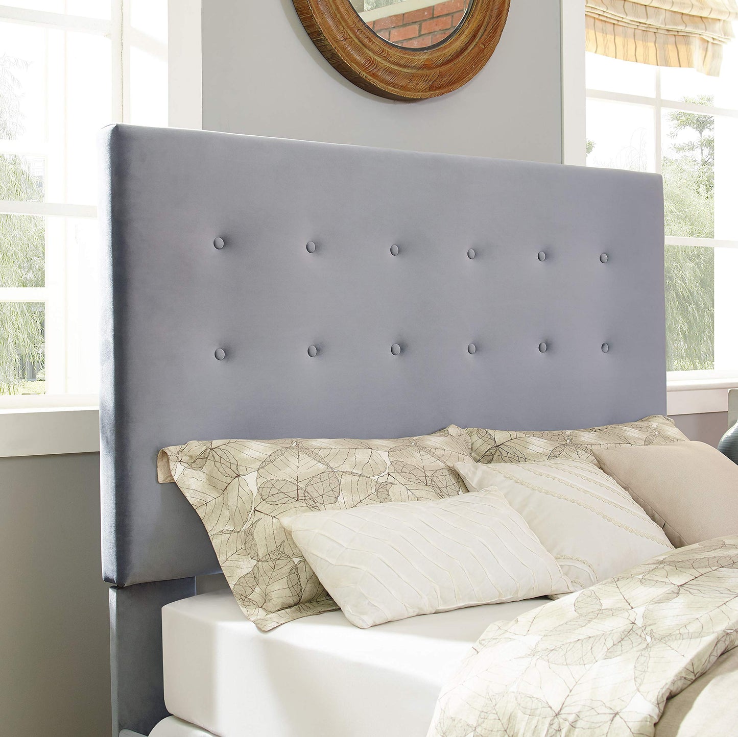 Bed | Reston Bedset | Elegant Tufted Headboard | Shale Linen Fabric | Easy Assembly | King/Cal King Size | casafoyer.myshopify.com
